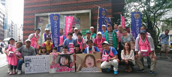 難病と闘うあやめちゃんの心臓移植の為の募金活動 8月5日東京蒼天LCと献血・献眼・献腎・骨髄移植委員会共同開催 難病と闘うあやめちゃんの心臓移植の為の募金活動 8月5日東京蒼天LCと献血・献眼・献腎・骨髄移植委員会共同開催